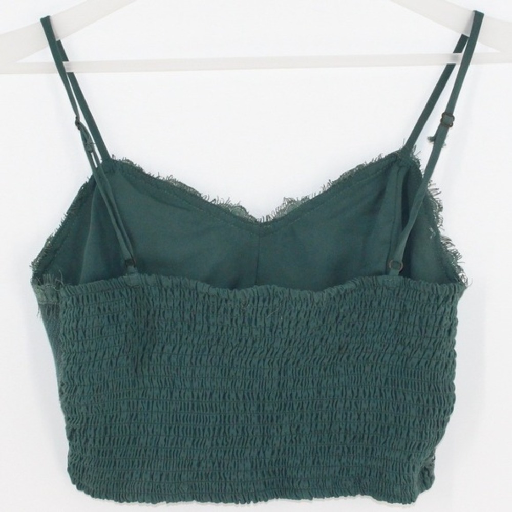 Xhilaration Lace Camisole Crop Top Smocked Back Size M Green - Picture 2 of 6